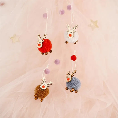Christmas Ornaments Wooden Elk Hanging Pendant Ornament Christmas Tree Decor for Home New Year 2024 Noel Navidad Decorations