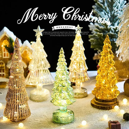 Christmas Tree Glass LED Night Light Romantic Holiday Decor