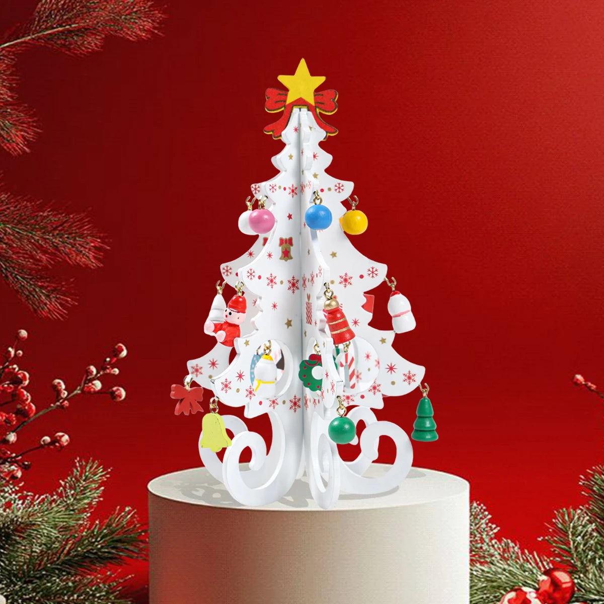 Christmas DIY Tree wooden Ornament Happy 2026 New Year DIY Table Home Decoration Xmas Navidad Merry Christmas Mini Trees