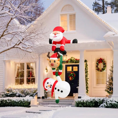 8FT Climbing Santa with Reindeer & Snowman