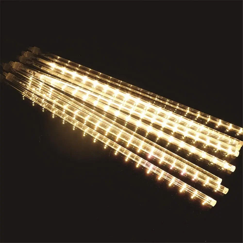 Christmas Lights Outdoor 8 Tube 144 LEDs Meteor Shower Lights Outdoor Hanging Light for Gazebo Tree Icicle Garden Yard Decor
