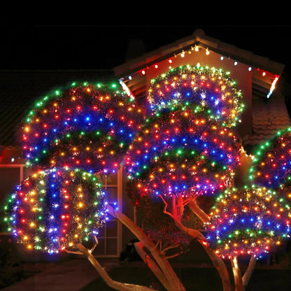 Christmas Net Lights Outdoor Solar Powered Mesh Light Waterproof Timing Dimmable for Tree Garden Yard Wedding Party Decoration