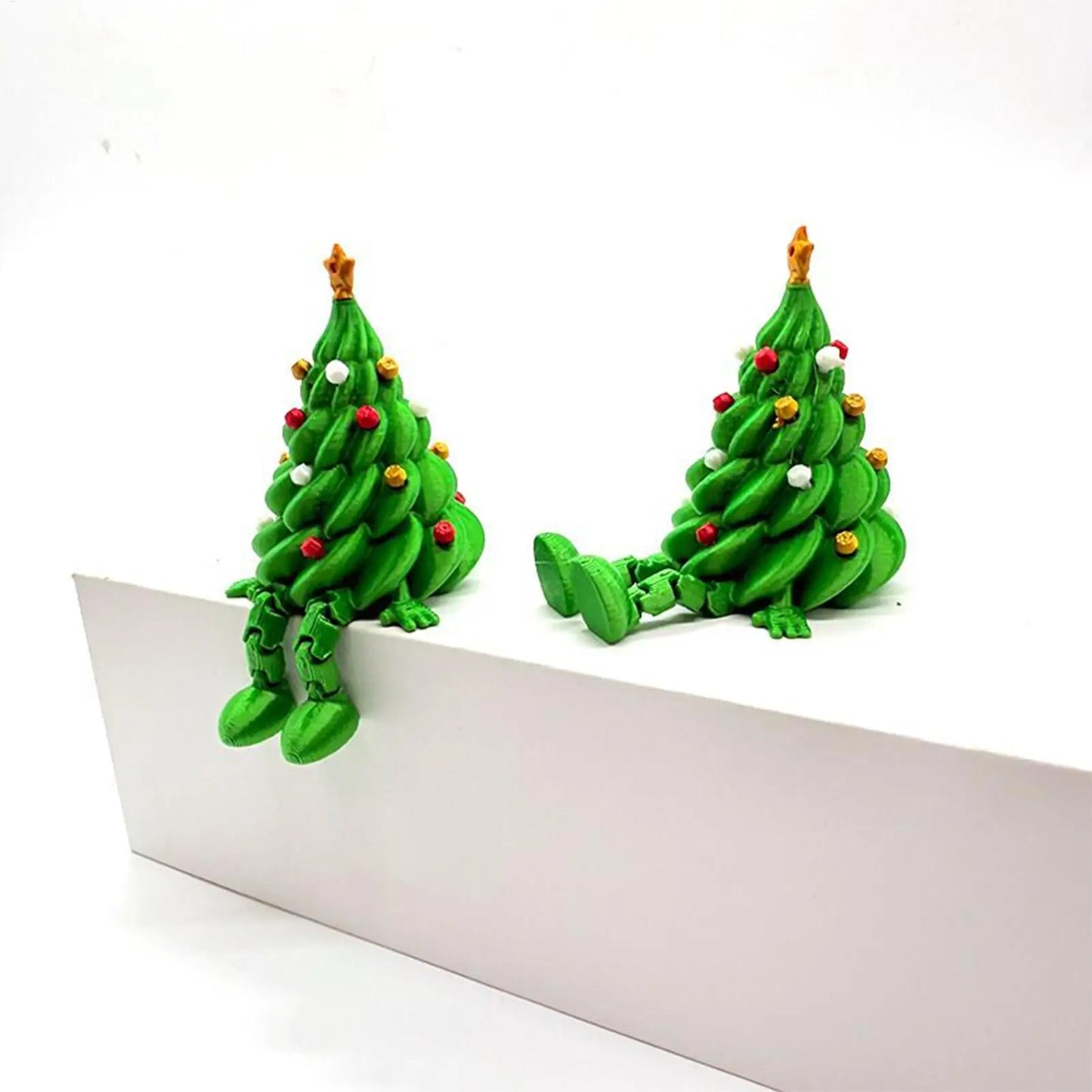 Mini Christmas Trees 3D Printed Toys Cute Figurines with Articulated Legs Statues Store Window Displays Christmas Festive Decor