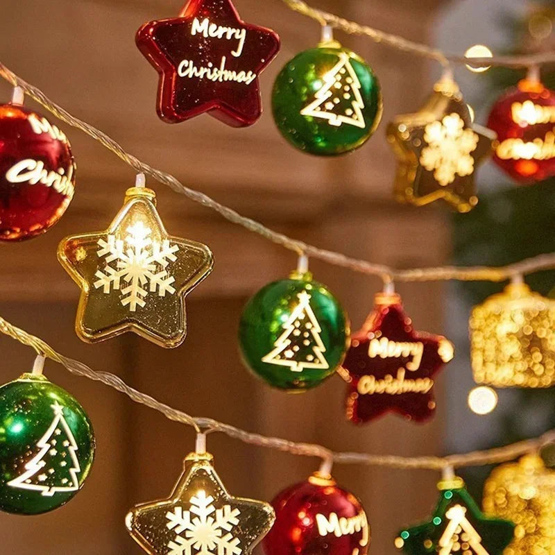 Christmas LED String Lights Santa Snowman Star Shaped Lights Perfect Holiday Atmosphere Lighting for Tree Party Decorations