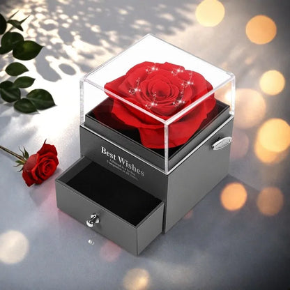 Women's Holiday Gifts Eternal Red Rose With Heart Necklace Flower Lipstick Gift For Mom Girlfriend Birthday From Daughter Sons