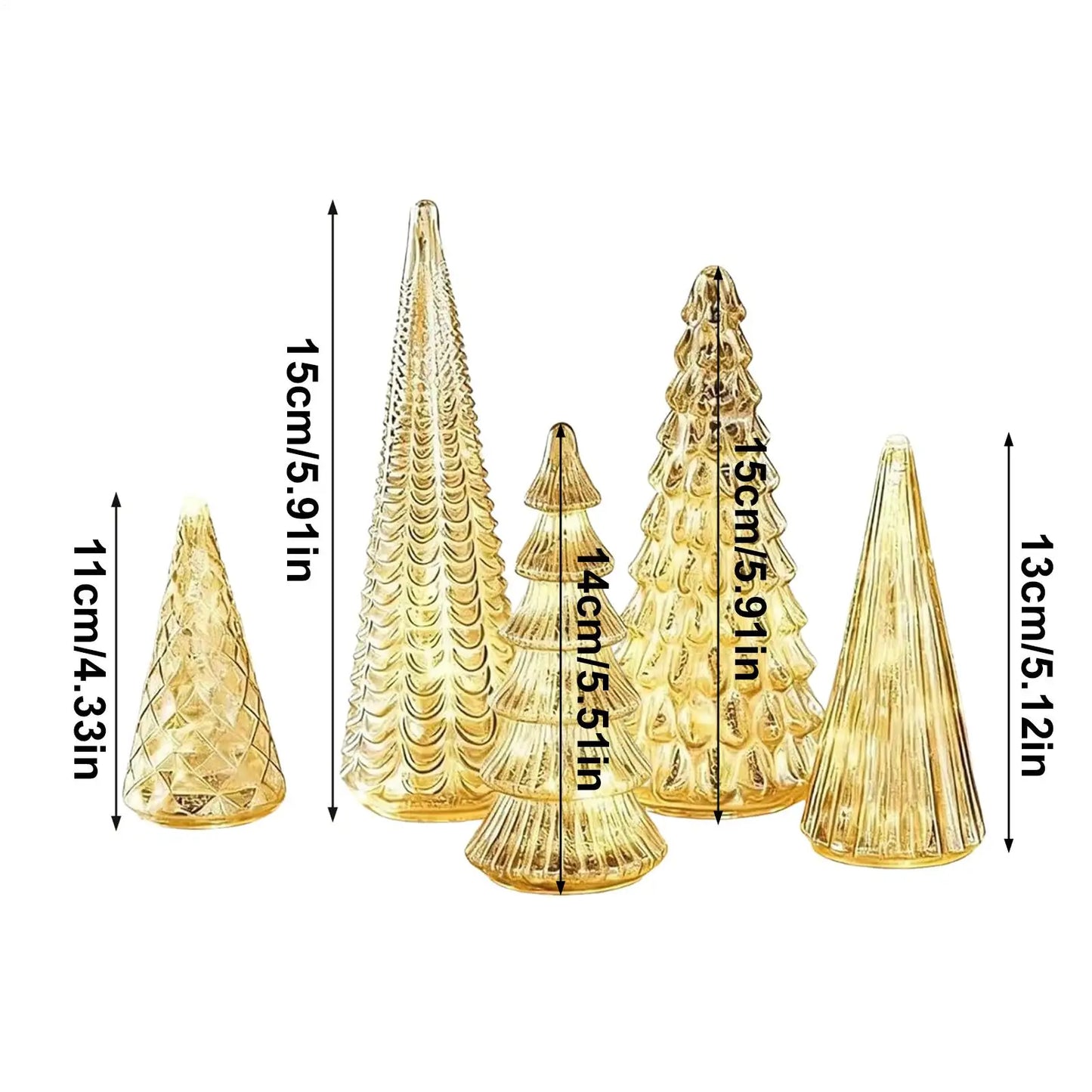 Christmas Trees with Lights 5 Pieces Acrylic LED Small Home Decor LED Light Up Christmas Tree for Outdoor Desk Table Fireplace