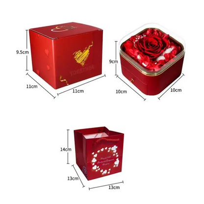 Christmas & Valentine's Day Gift - Real Natural Preserved Eternal Rose Flower Acrylic Box Ideal Gifts for Women & Girls