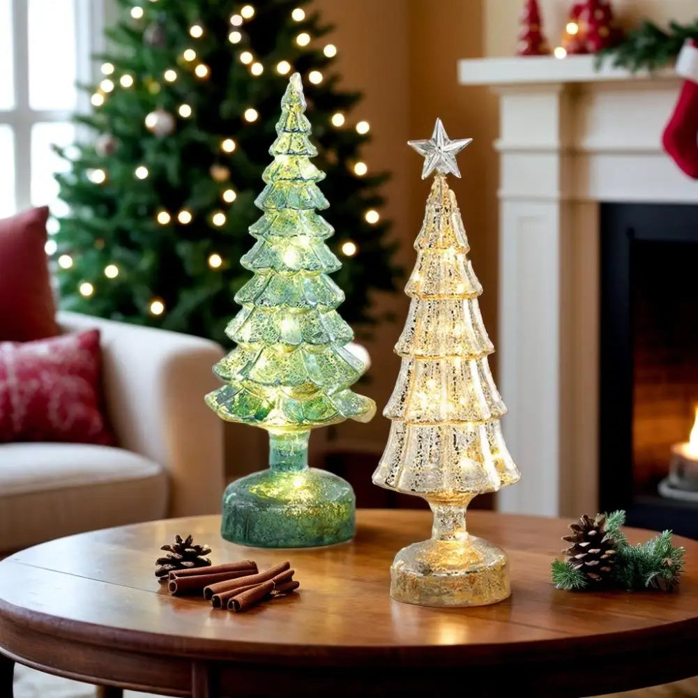 Christmas Tree with Lights Lighted Glass Christmas Tree Battery Operated Christmas Tree Night Lights Tabletop Decor ﻿ Mini Glass