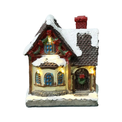 Christmas Led Light House Christmas Tree Ornaments LED Resin Small Village House Xmas Glow Happy New Year Decors Without Battery