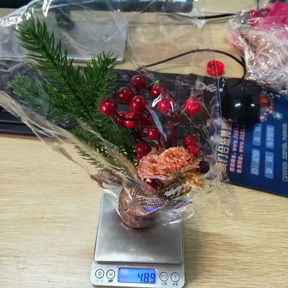 Christmas Tabletop Tree Ornament Decorative Mini Tree With Baubles Flowers Holiday Festive Home Desktop Decor Party Ornament