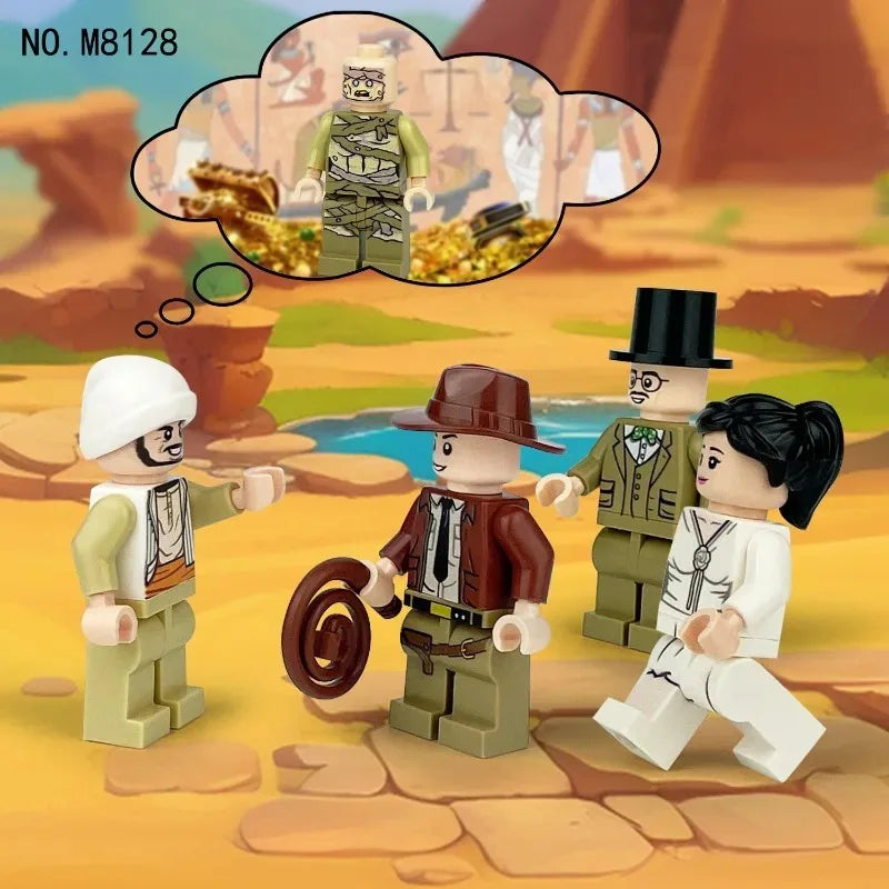 Gifts for guests, Egyptian dolls, M8128 children's assembled toys, birthday gifts, cartoon characters, mini dolls.