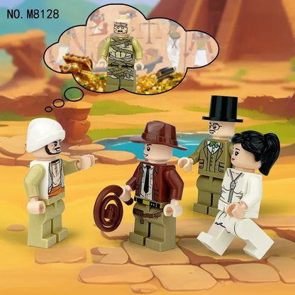 Gifts for guests, Egyptian dolls, M8128 children's assembled toys, birthday gifts, cartoon characters, mini dolls.