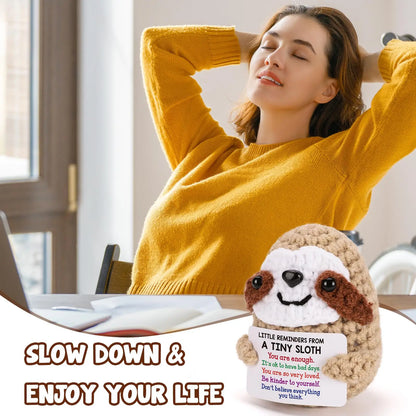 Inspirational Birthday Gifts for Women, Small Reminders of Emotional Support and Positivity, Shark, Penguin, Duck, Fun and Cute Knitted Sloth, Suitable for Her, Him, College Friends, Colleagues, Christmas Stocking Stuffers