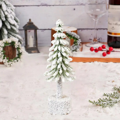 Christmas Tree Decoration Mini Christmas Tree Artificial Bottle Brush Trees with Snow Frost Flocked Pine for Winter Table Decor