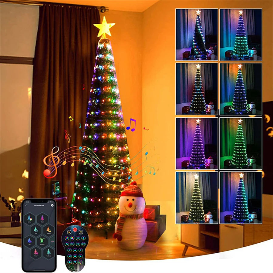 Christmas Ornamental Tree Lights Smart APP Music Sync Waterproof Indoor Outdoor String Christmas Decoration Atmosphere Lighting