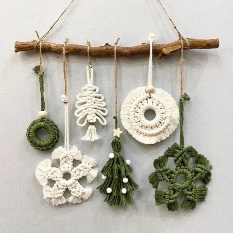 Macrame Christmas Ornaments Wall Hanging Christmas Ornaments Set Bohemian Decor Handmade Christmas Gift