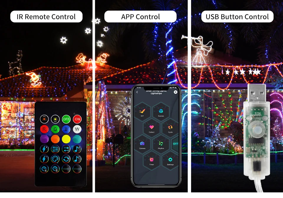 Led Fairy Light Strip Christmas Lights Smart Bluetooth USB Music Festoon Street Garland Wedding Birthday Party Decor for Home