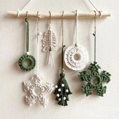 Macrame Christmas Ornaments Wall Hanging Christmas Ornaments Set Bohemian Decor Handmade Christmas Gift