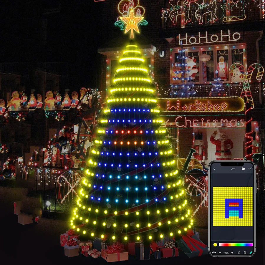 Christmas Ornamental Tree Lights Smart APP Music Sync Waterproof Indoor Outdoor String Christmas Decoration Atmosphere Lighting