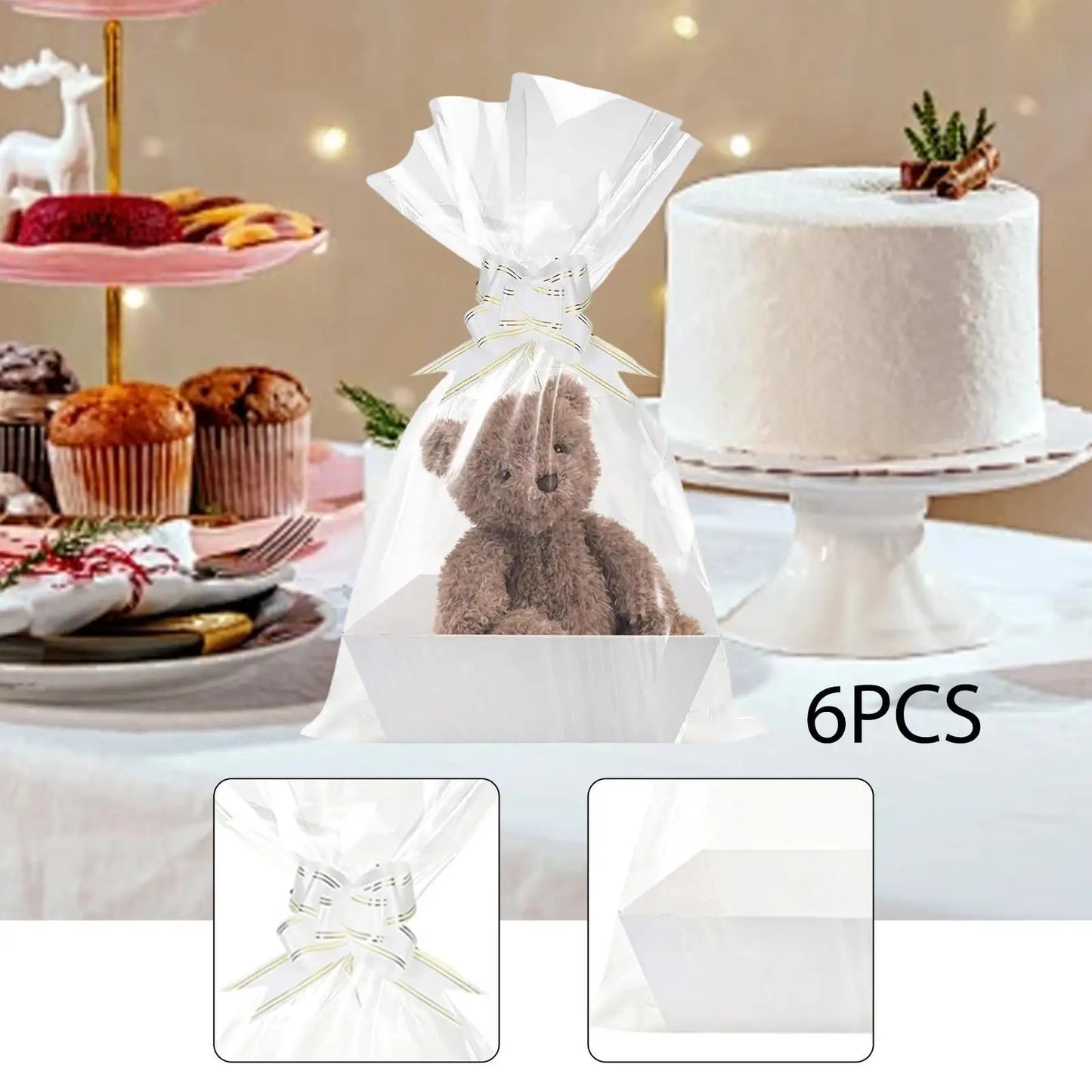 6x Baskets for Gifts Empty Gift Baskets Gift Wrapping Supplies 6 Bags and 6 Bows Include Paper Tray for Thanksgiving Snacks