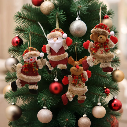 Festive 12pcs Christmas Ornaments Set - Santa, Snowman, Reindeer, Bear. Perfect for Holiday & Desk Decor.