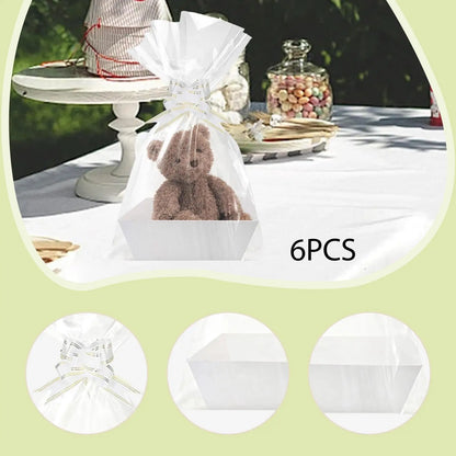 6x Baskets for Gifts Empty Gift Baskets Gift Wrapping Supplies 6 Bags and 6 Bows Include Paper Tray for Thanksgiving Snacks