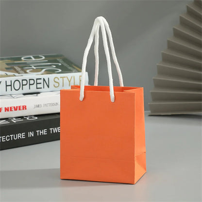 Gift Bags With Handles Paper Party Favor Handbag Bow Ribbon Jewelry Packing Birthday Wedding Graduation Celebration Present Wrap