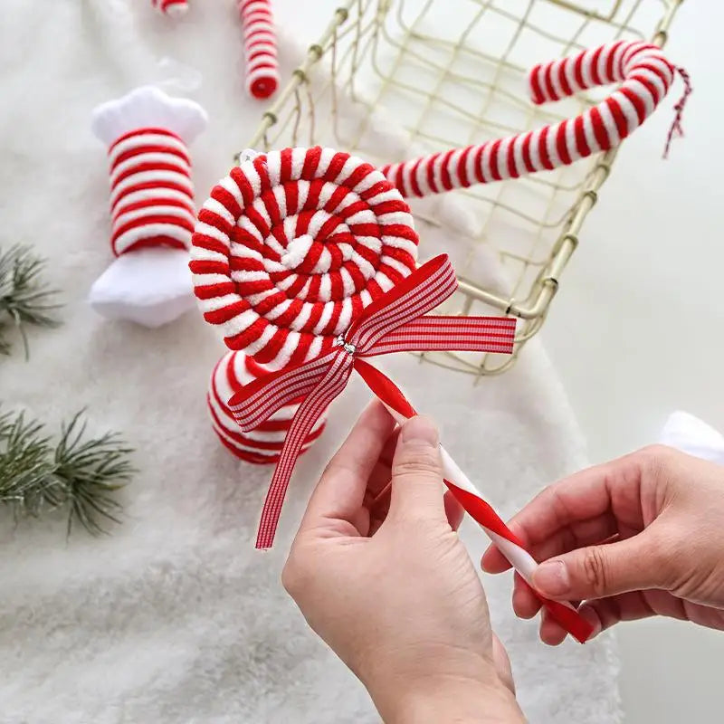 Christmas Ornaments Red And White Velvet Decorations Christmas Balls Candies Christmas Trees Decorative Pendants INS Ornam