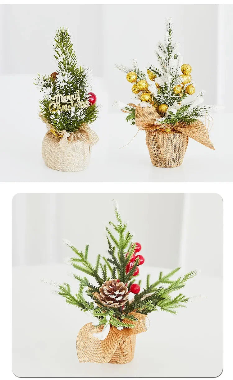 Christmas Tree Mini Desktop Decoration Plush Falling Snow PE Tree Holiday Scene Decoration 20cm Christmas Trees Home Decor