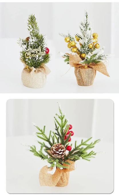 Christmas Tree Mini Desktop Decoration Plush Falling Snow PE Tree Holiday Scene Decoration 20cm Christmas Trees Home Decor