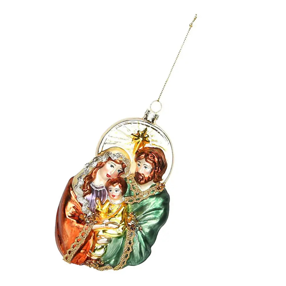 Christmas Ornaments Crafts Xmas Party Decorations Tree Hanging Gift Scene Layout Supplies Glass Holy Family Pendant Man