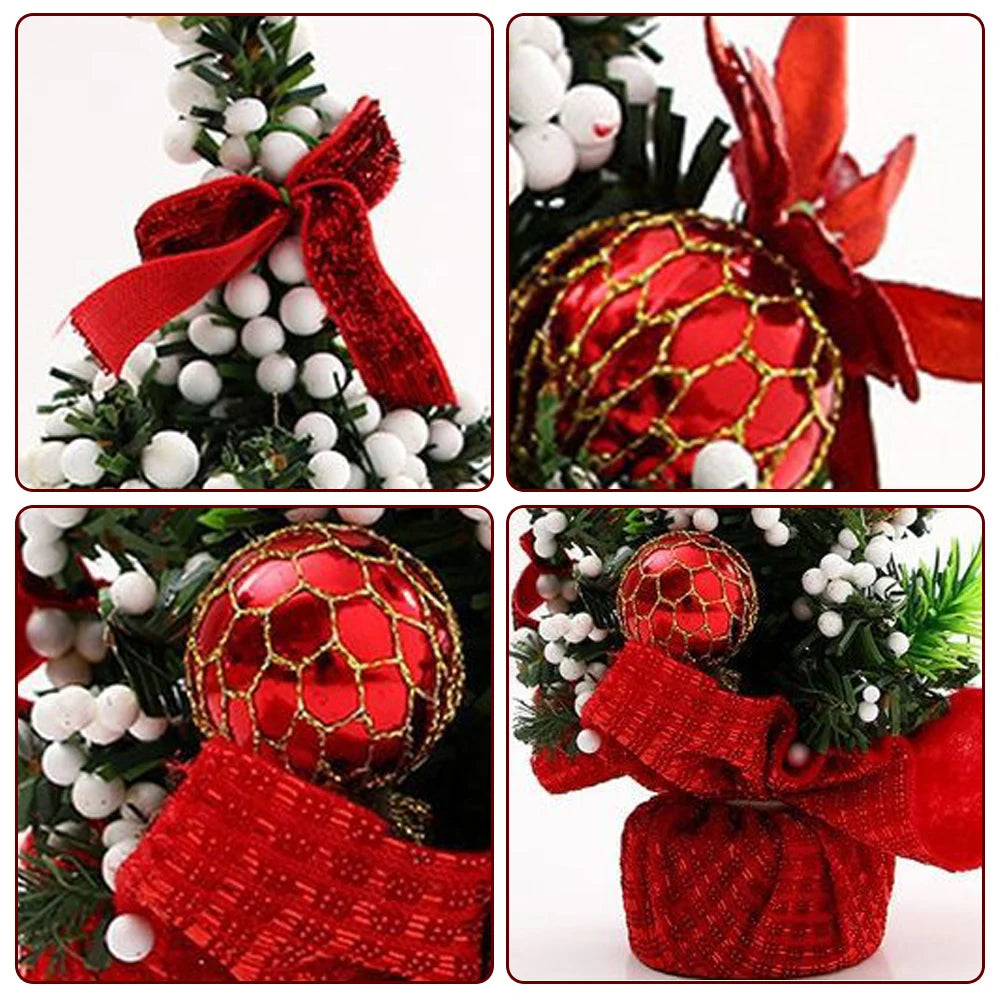 Christmas Mini Christmas Tree Ornament Fashion Lovely Xmas Tree Desktop Ornament Holiday DIY Party Decoration Props Gift