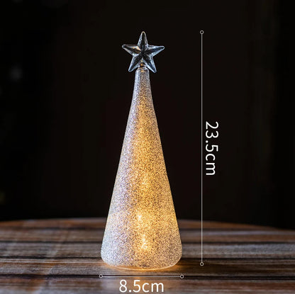 Christmas Tree Glass Night Light for Home Xmas Romantic Holiday Atmosphere Arbol De Navidad Ornaments LED Luminous Decoration