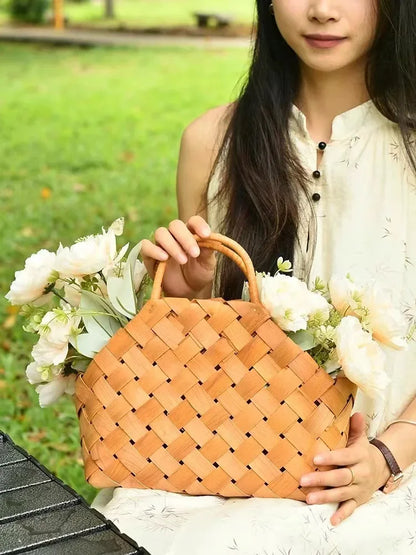 Gift Woven Flower Basket,decor Flower Basket Festival Wedding Birthday Creative Gift Woven Bag Hand Gift Basket Party Supplies