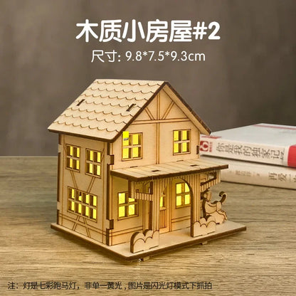 Christmas LED Wooden House Light Luminous Cabin Ornament