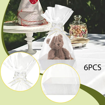 6x Baskets for Gifts Empty Gift Baskets Gift Wrapping Supplies 6 Bags and 6 Bows Include Paper Tray for Thanksgiving Snacks