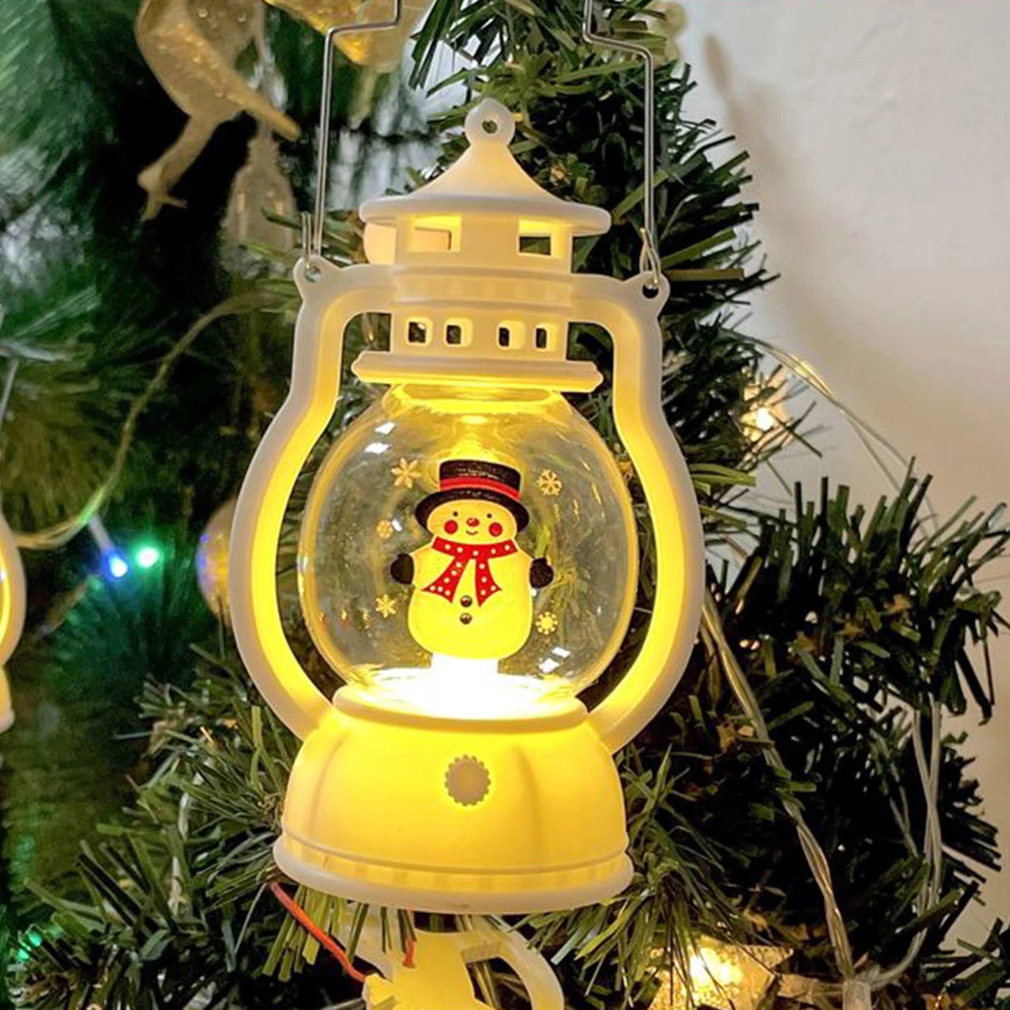 Christmas Lantern String Lights Battery Powered Santa Snowman Tree Pattern Decorative Lights