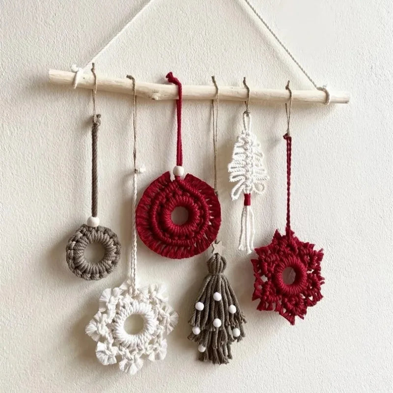 Macrame Christmas Ornaments Wall Hanging Christmas Ornaments Set Bohemian Decor Handmade Christmas Gift