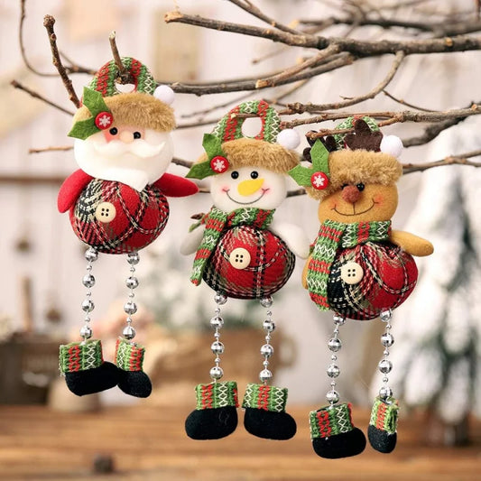 Christmas Tree Decorations, Plush Hanging Ornaments for Holiday Party, Santa Claus Snowman Reindeer Christmas Home Decoration