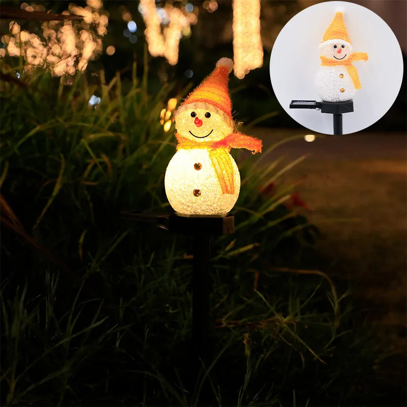Christmas Decorations Light Solar Light Snowman Christmas Outdoor Solar Powered Stakes Lights For Corridor Patio Lawn Decoration
