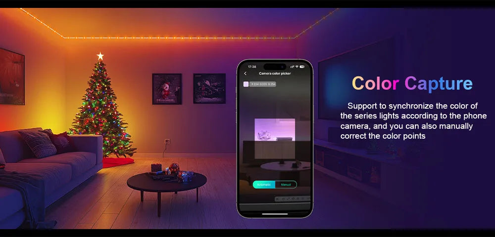 Christmas Tree Lights 20M Fairy String Lights w/ APP Control Music Sync 12 Modes IP65 Waterproof USB Powered for Xmas Home Decor