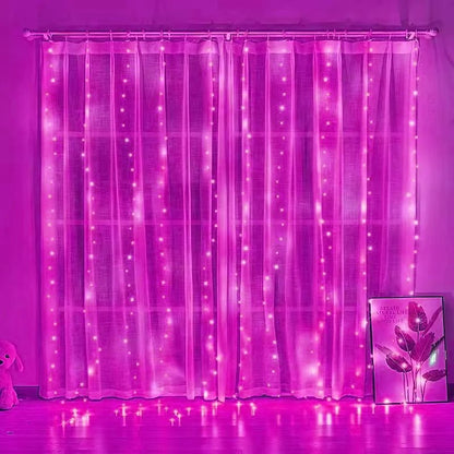 Christmas Lights Curtains for Windows Led Fairy New Year Lighting Room String Garland Usb Party Waterfalls Decorations Girls