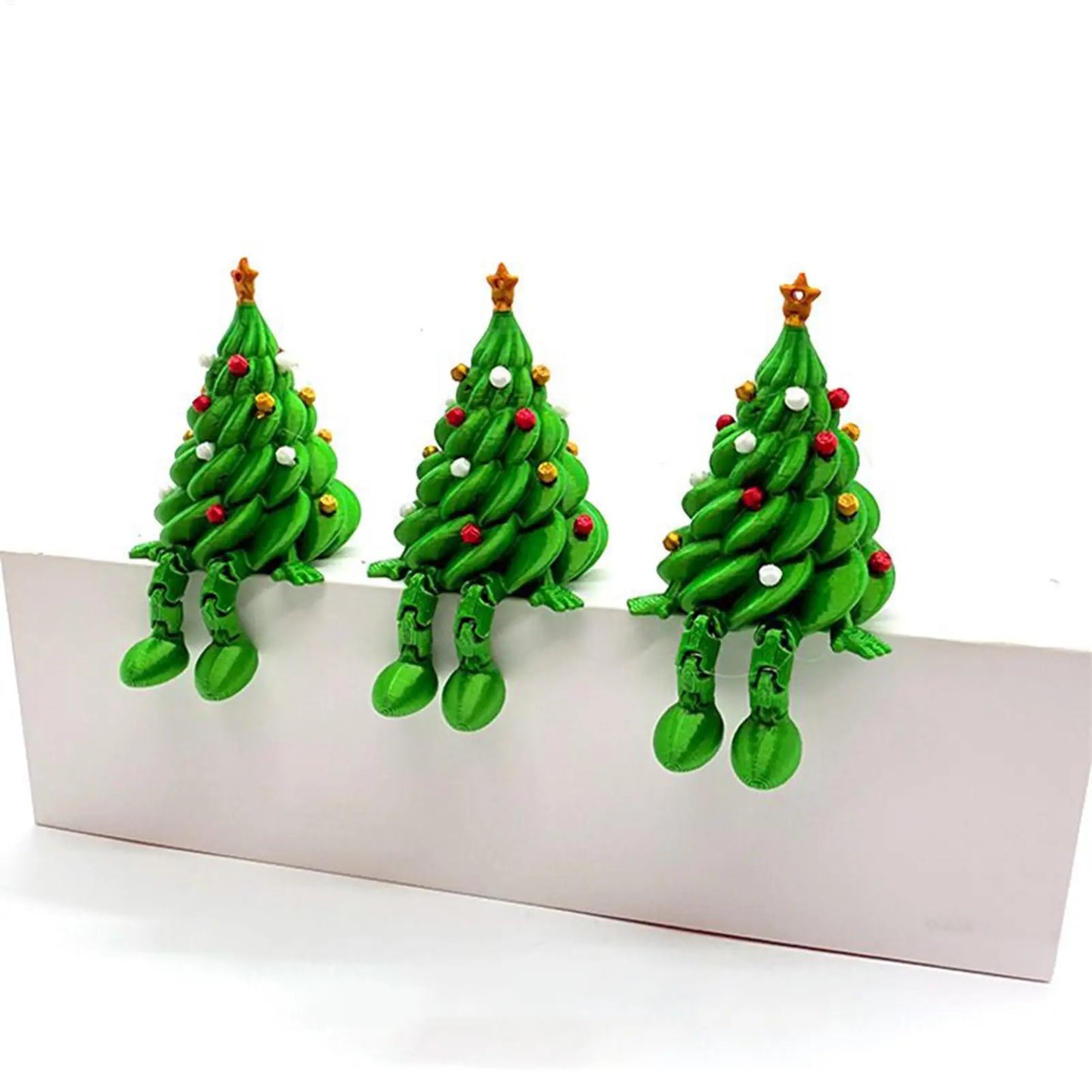 Mini Christmas Trees 3D Printed Toys Cute Figurines with Articulated Legs Statues Store Window Displays Christmas Festive Decor