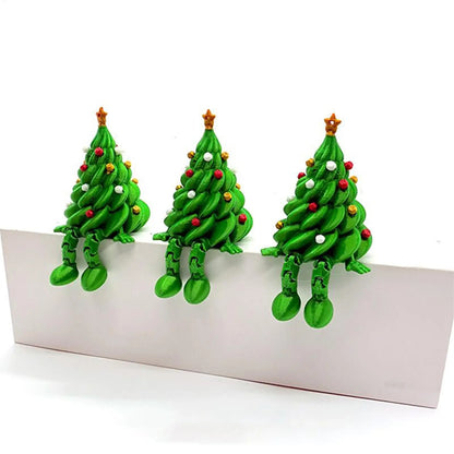 Mini Christmas Trees 3D Printed Toys Cute Figurines with Articulated Legs Statues Store Window Displays Christmas Festive Decor