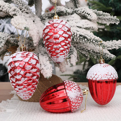 New Christmas Decorations Electroplated Ornaments Special-Shaped Balls Home Plastic Acorns Pinecones Owls Spinning Orbs Hanging