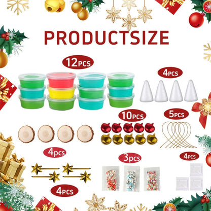 Christmas Trees DIY Crafts Kit for Kids Creative Air Dry Clay Modeling Indoor Home Decorations Xmas Gift for School Party Fun