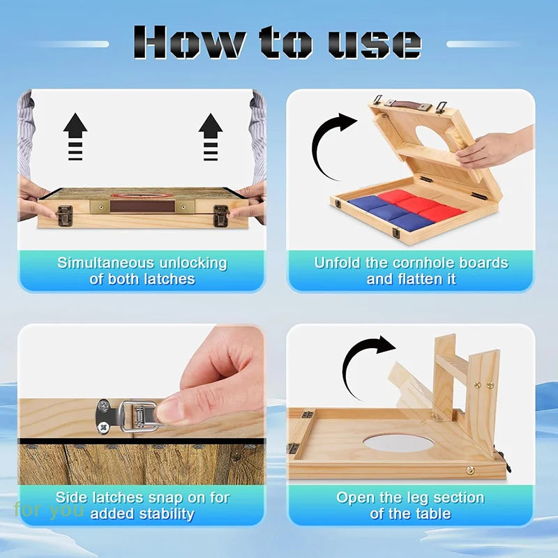 Cornhole Outdoor Game Set; With Carrying Case and Easy Fold Functionality; Suitable for Kids and Adults - Indoor/Outdoor.