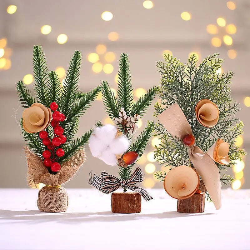 Christmas Decorations Small Artificial Christmas Trees Tabletop Ornaments 2026 Xmas New Year DIY Home Arrangements PE Decors