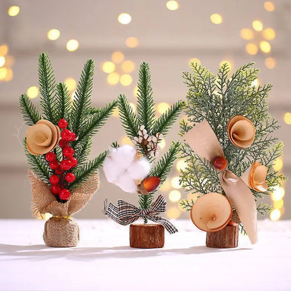 Christmas Decorations Small Artificial Christmas Trees Tabletop Ornaments 2026 Xmas New Year DIY Home Arrangements PE Decors
