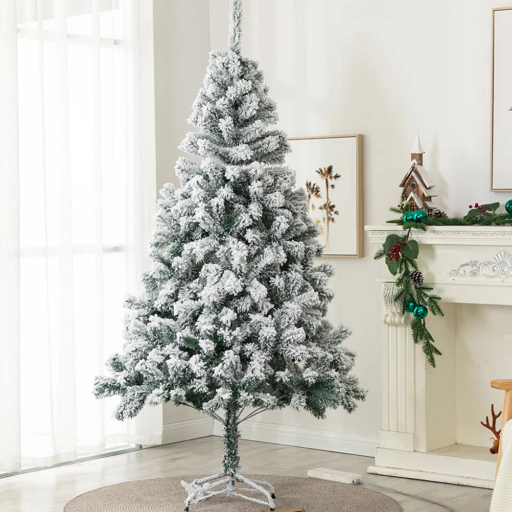 Christmas Tree with Snowy Branches Flocked Xmas Artificial Party Adorn White Ornament